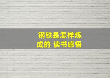 钢铁是怎样炼成的 读书感悟